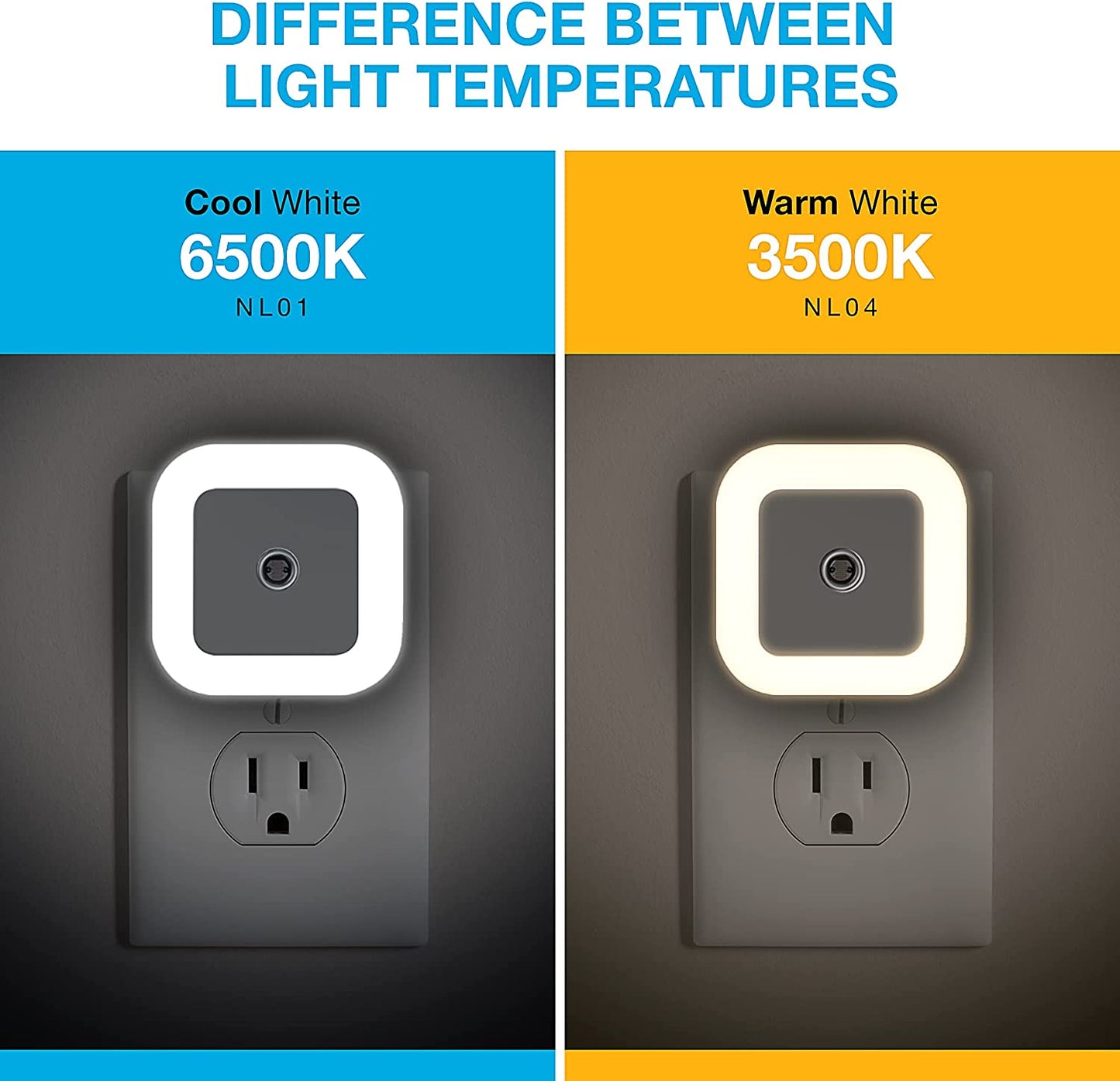 Lyra LED Night Light 6 Pack - Smart Dusk to Dawn Sensor, Compact Cool White Plug-In Nightlights for Bedroom, Bathroom, Stairs, Kitchen, Hallway, and Kids