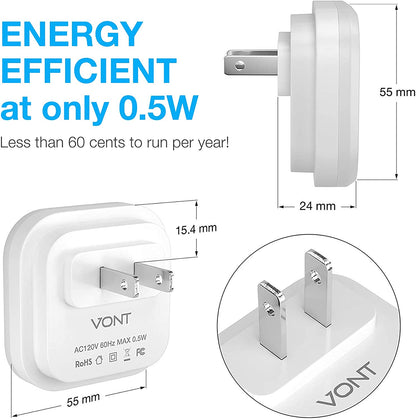 Lyra LED Night Light 6 Pack - Smart Dusk to Dawn Sensor, Compact Cool White Plug-In Nightlights for Bedroom, Bathroom, Stairs, Kitchen, Hallway, and Kids