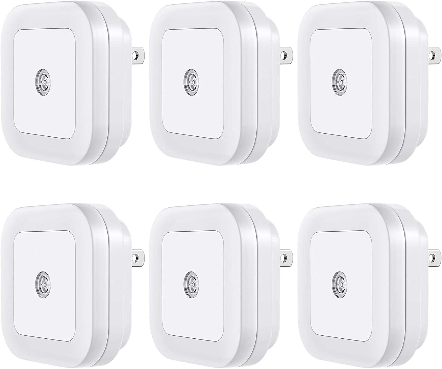 Lyra LED Night Light 6 Pack - Smart Dusk to Dawn Sensor, Compact Cool White Plug-In Nightlights for Bedroom, Bathroom, Stairs, Kitchen, Hallway, and Kids