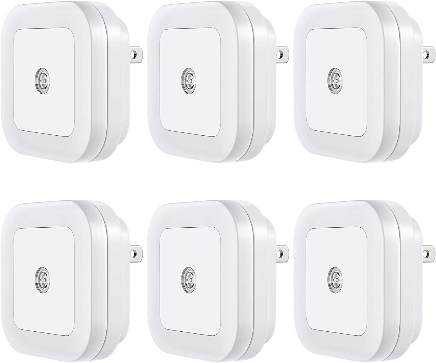 Lyra LED Night Light 6 Pack - Smart Dusk to Dawn Sensor, Compact Cool White Plug-In Nightlights for Bedroom, Bathroom, Stairs, Kitchen, Hallway, and Kids